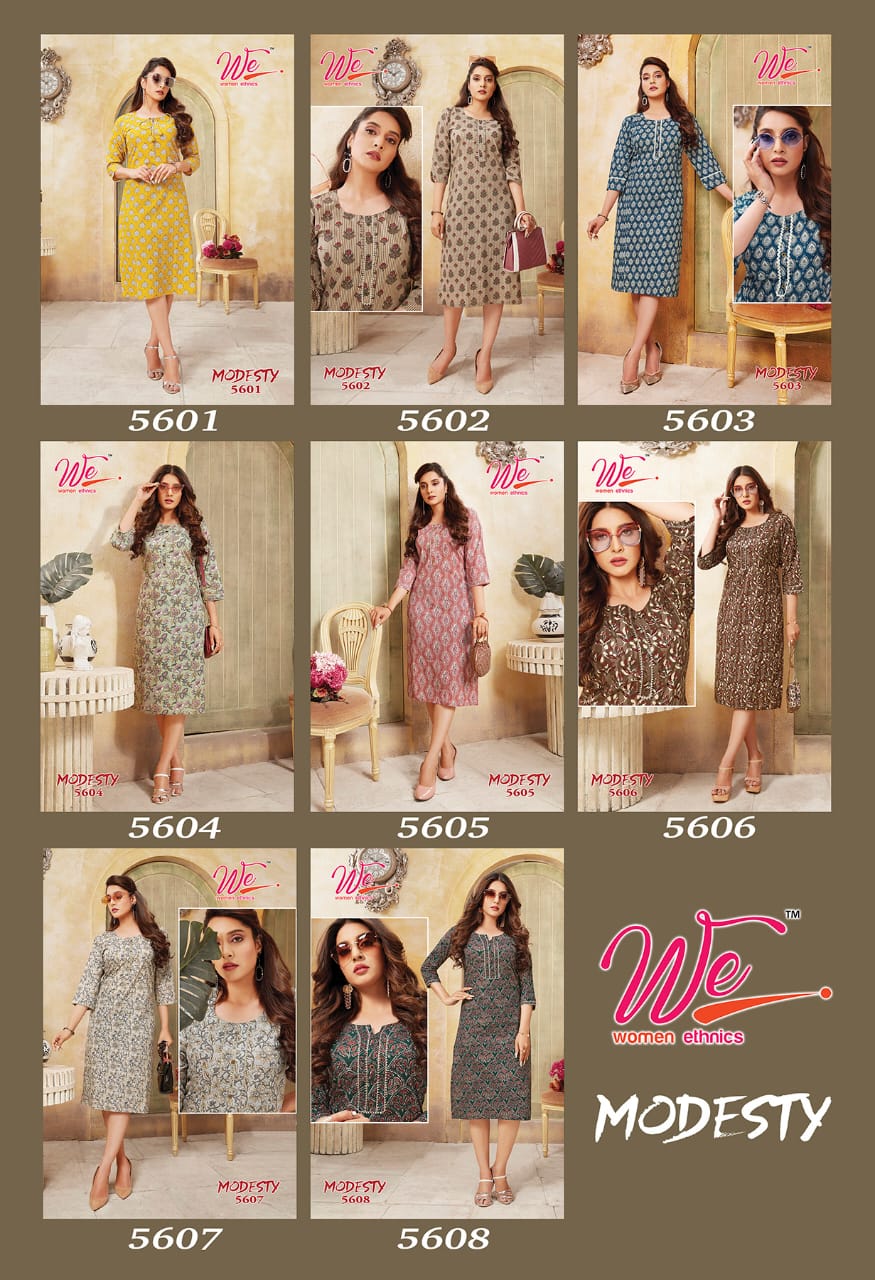 We Modesty Fancy Ethnic Wear Pure Cotton Printed Designer Kurti Collection